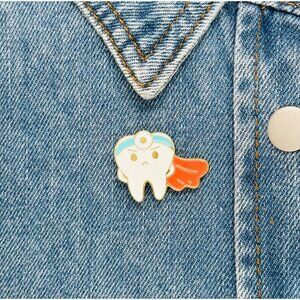 ⭐Superhero Dentist Tooth Enamel Pin Badge Tooth Dental Health Dentist Badge Oz⭐